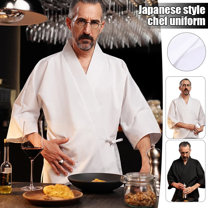 Japanese Style Chef Uniform Izakaya Sushi Restaurant Chef Jacket Kimono Korean Japanese Cuisine Chef Clothes Waiter Cooking Tops chef clothes chef restaurant uniform work clothes coatwhite chef jacket woman sushi costume