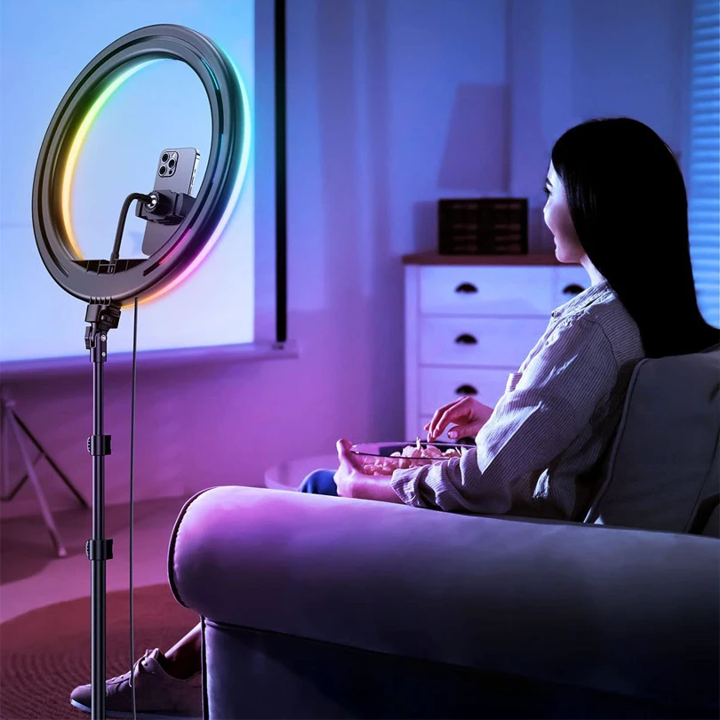 thumbnail image 2 of Four Arms RGB LED Studio Light With Tripod - 2700K-6500K Color Temperature, Sound Activation & Timer 2 of 12