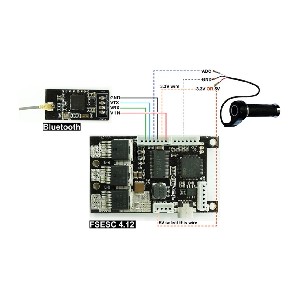 #204O Wireless Bluetooth Module 2.4G for Electric Skateboard VESC and VESC Tools Electric Skateboard Accessories(V6) (Black)