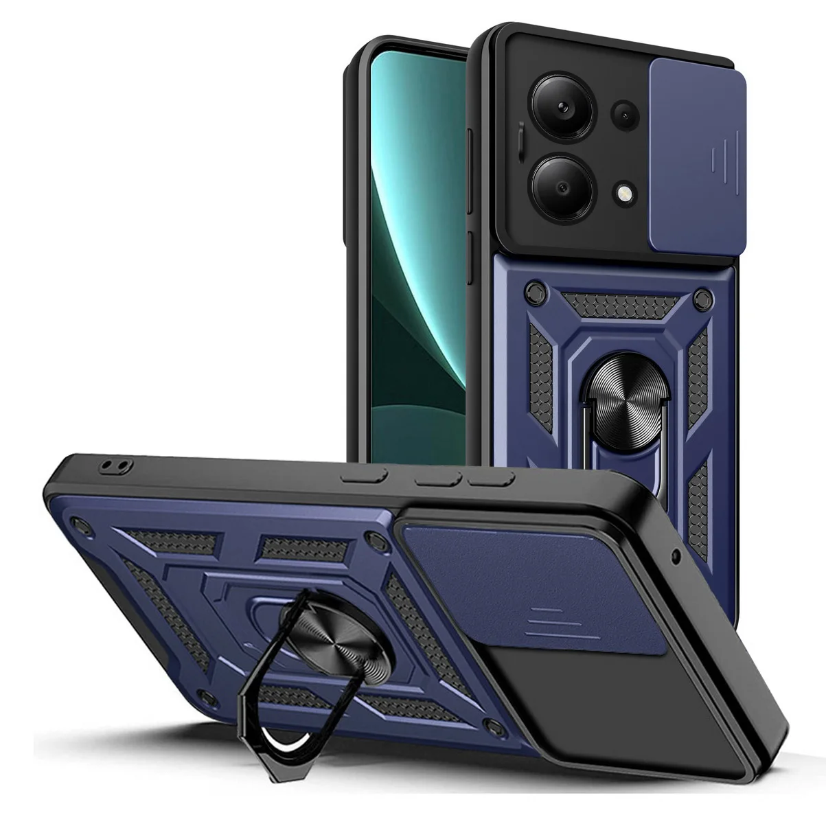 thumbnail image 1 of Camera protect case for Xiaomi Redmi Note 13 Pro 4G 13 12S 12 Pro + 11E 11 Pro 11S 11T 10 Pro 10S 9T 9 8 Armor Hybrid Ring Cover, 1 of 5
