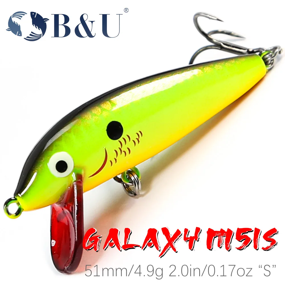 B&U Angelköder Wobbler Sinkender Minnow Kunstköder für Barsch, Zander, Hecht, Forelle und Karpfen