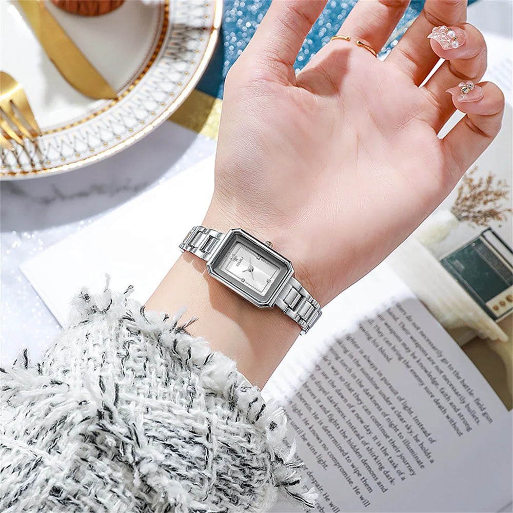 Ladies Simple Watch Fashion Rectangle Gold Quartz Watches Luxury Stainless Steel Waterproof Women's Dress Clock Gift Wristwatch 3