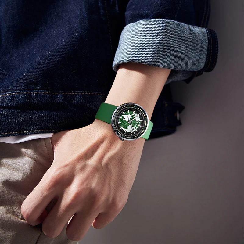DOM watch for men automatic  fashion simple businesscus casual wach Creative earth design, environmental color pattern