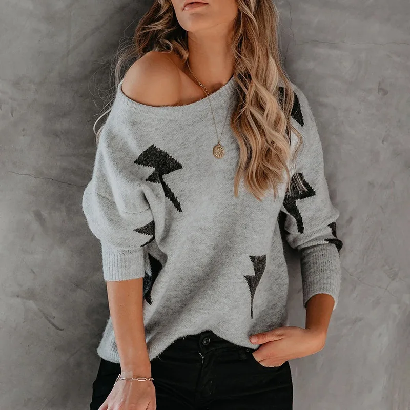 

Autumn and Winter New 2023 Print Pattern Pullover Sweater Women Long Sleeve Knitter Top Jumper