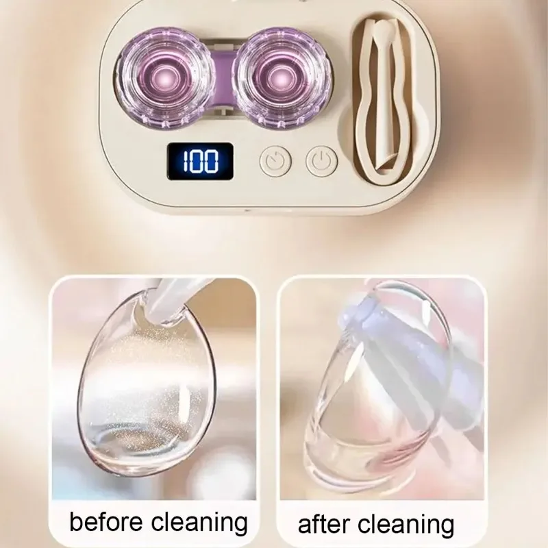 Rechargeable Portable Ultrasonic Lens Cleaner -60-Second Deep Cleaning for Daily/Colored/RGP Contact Lenses,Travel Case Included
