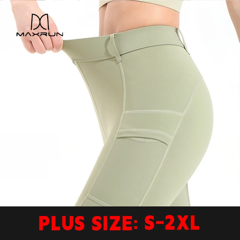 

MaxRunPro Plus Size Women's Yoga Pants Lycra High Waisted Tight Fit with Pockets Lifts Hip High Elastic Cycling Gym Leggings