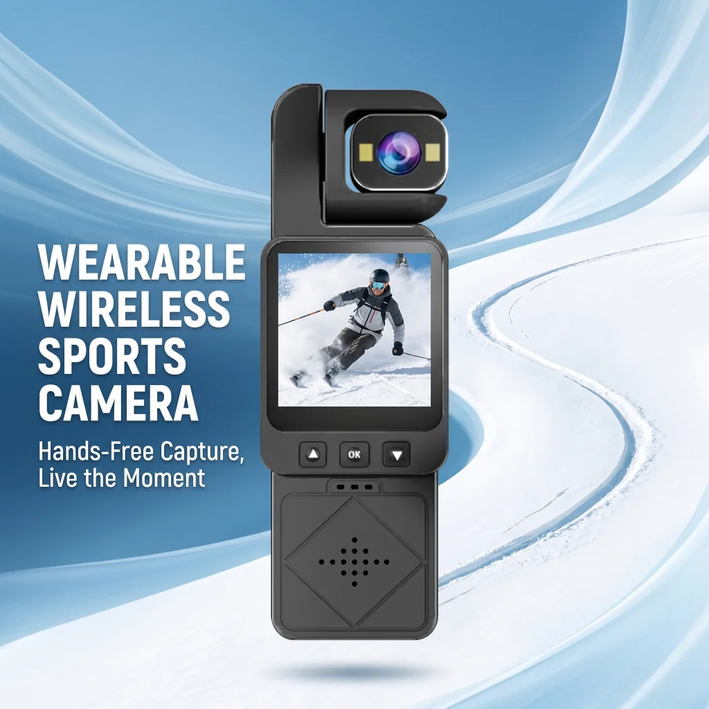 2K 30FPS Wearable Action Camera, 270° Rotatable Lens with Image Stabilization, Clear Stable Video Recording Indoor & Outdoor