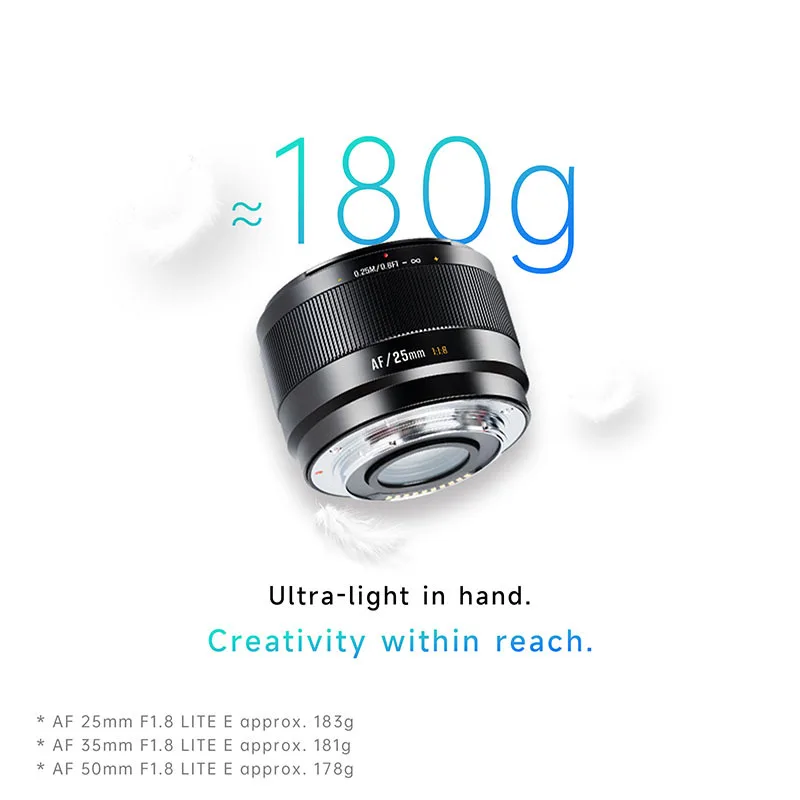 7 장인 AF 25mm 35mm 50mm F1.8 APS-C 자동 초점 대형 조리개 프라임 렌즈 LITE 시리즈 E A7C II A6700 후지 XF XT-5XT-50