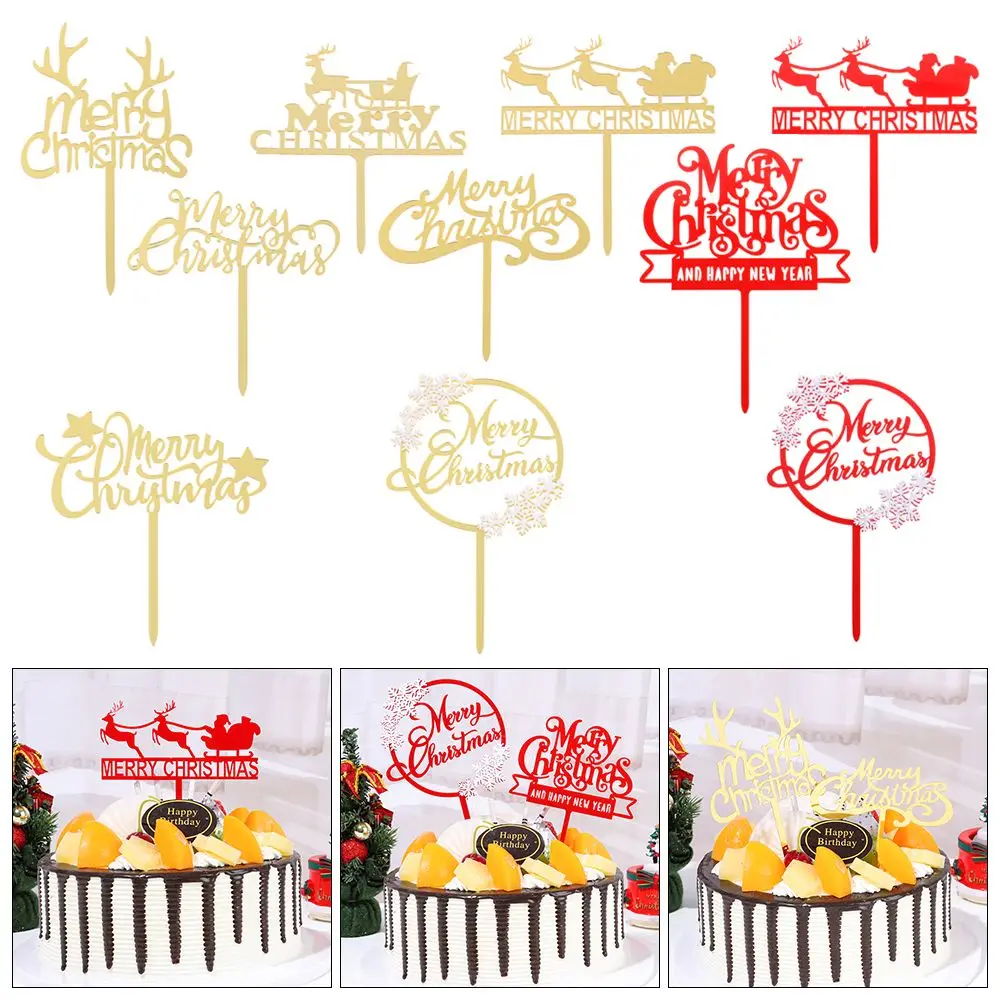 Acrylic Merry Christmas Cake Decoration Snowflake Cane Topper HOHOHO Party  Supplies Baking Decorating Tools - AliExpress