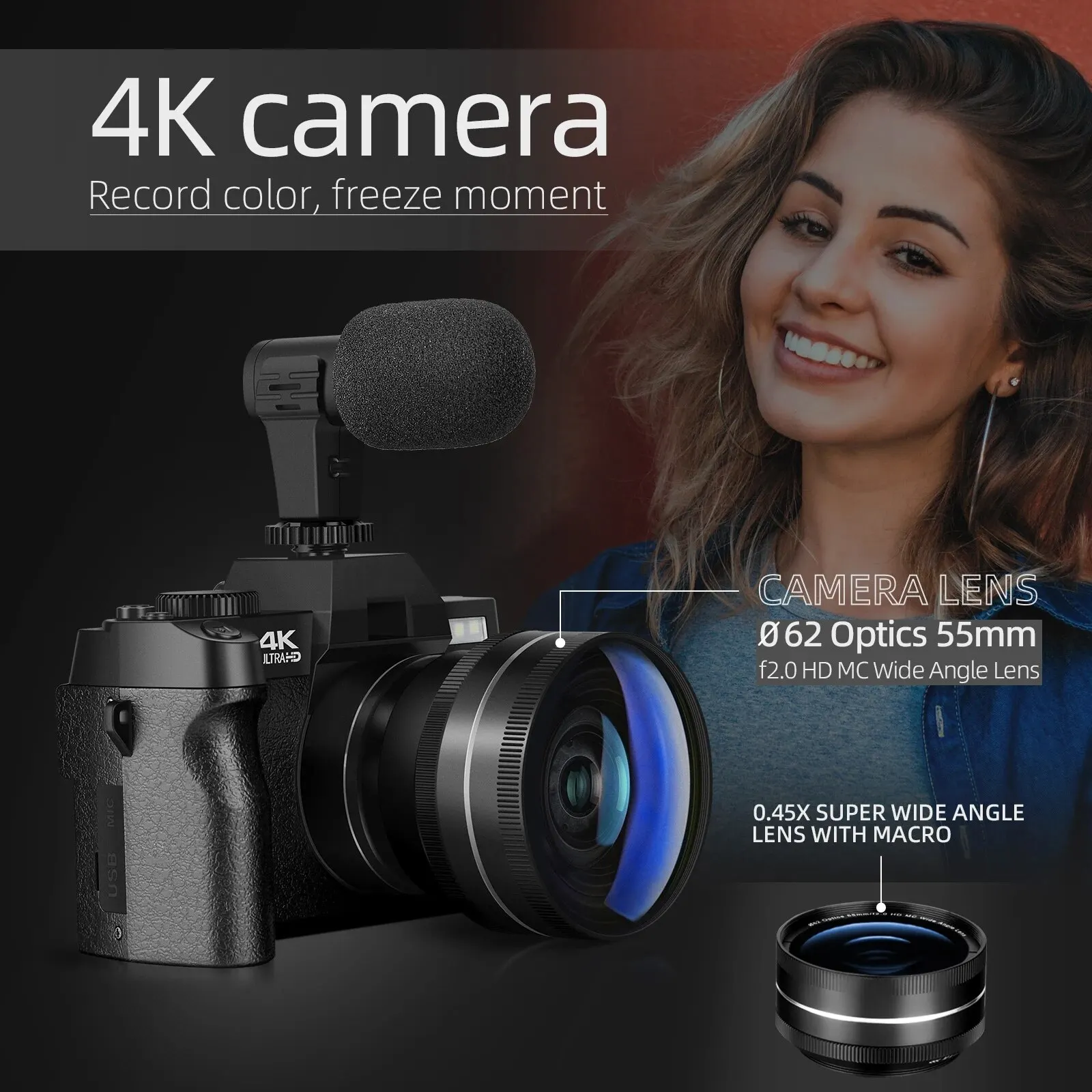 G-Anica Compact Digital Photography Camera4K Wireless Network Camera Retro Vlog Recorder YouTube 48MP Camera 3