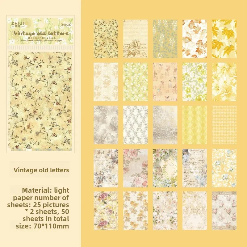 50-Piece Decorative Journaling and Scrapbooking Paper Set