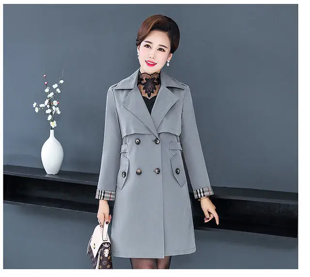 long black puffer Middle-age Elderly Spring Autumn Coat 2022 New Women Autumn Mid-length Trench Coat Women Loose Plus Size 5XL Windbreaker Jacket down coats & jackets