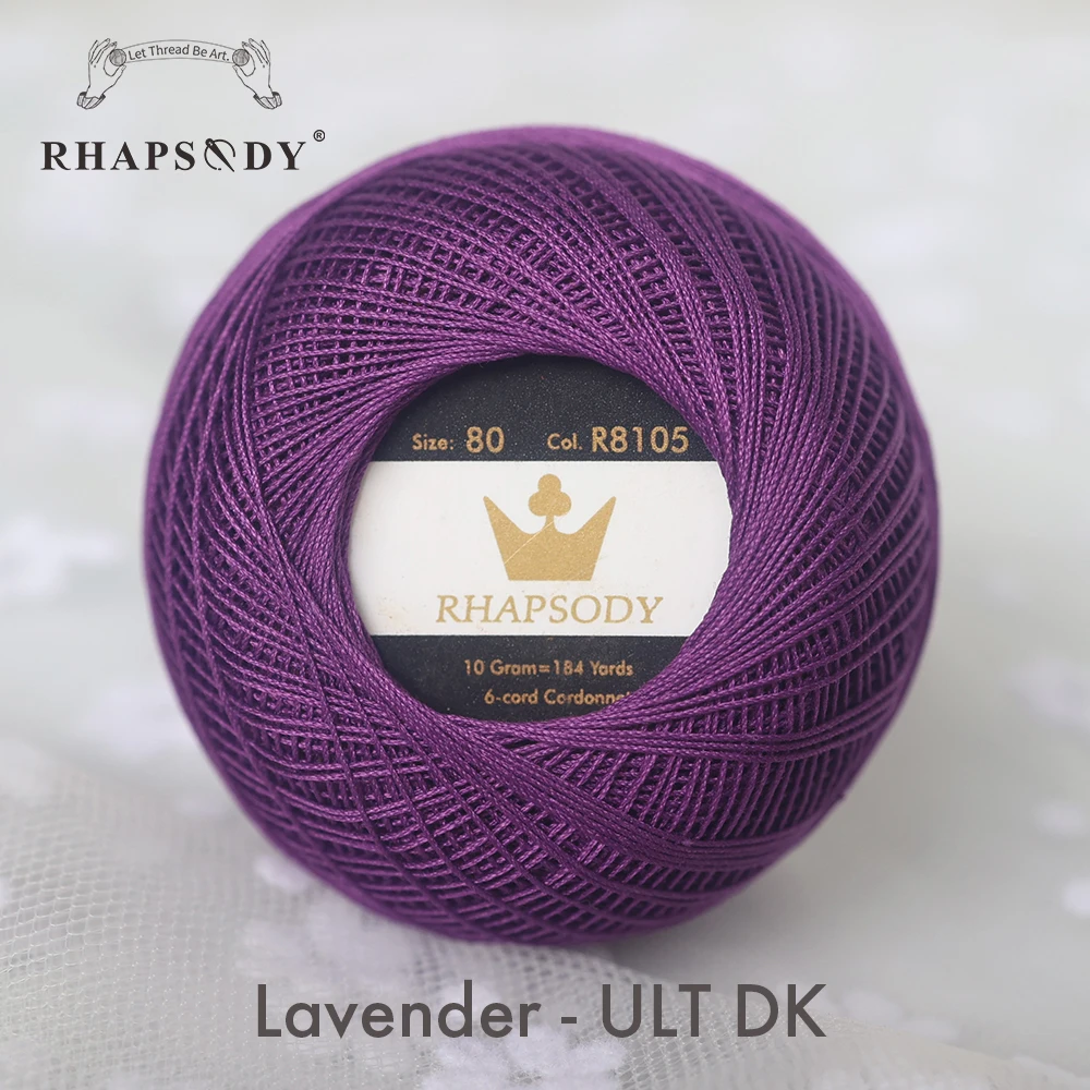 Rhapsody Größe 80 100% Ägyptische Baumwolle Doppelt Gesengter Mercerisierter Faden 10G 184 Yard Für Alle Nadelarbeiten Häkeln Zierknoten Stricken – Detail 35
