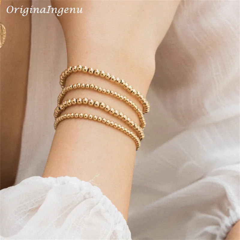 Gold Ball Bracelet QUAD STACK- 14k gold-filled – Wild Feather & Stone