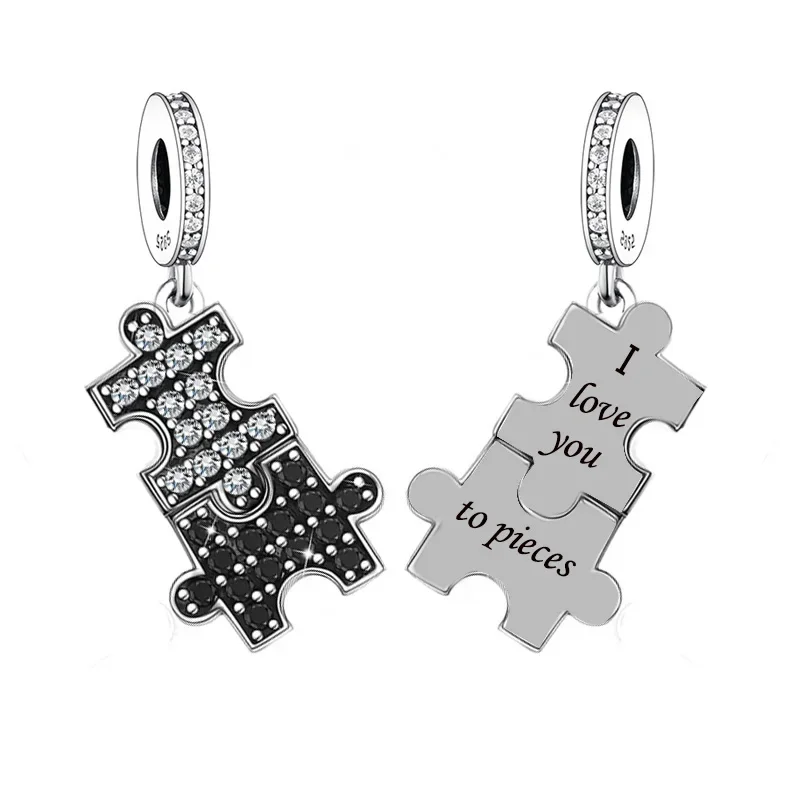 FC Jewelry 925 Silver Autism Awareness Color Puzzle Piece Heart Bead Fit Original Pan Charms Bracelet For Women Berloque 2022 5