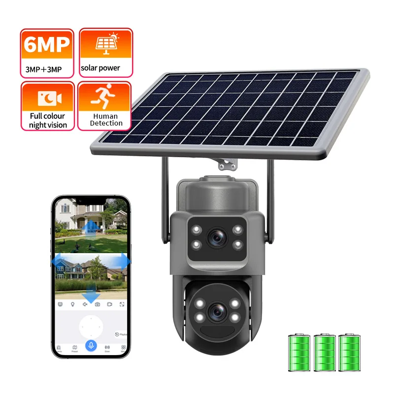 2.8'' 8MP 4G Sim Solar Camera Outdoor Dual Lens Wireless WIFI Surveillance IP Camera PIR Human Detection Solar Security CCTV Cam 3