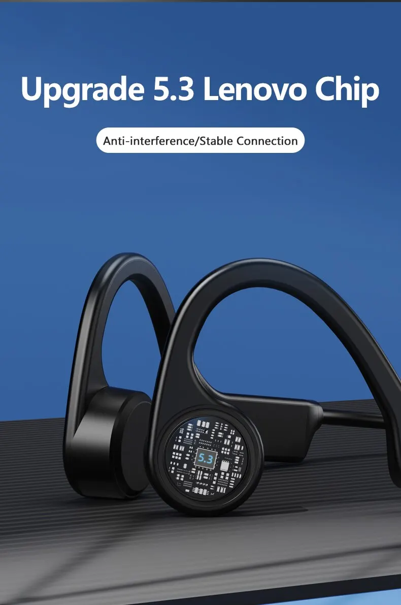 Lenovo x4 Auriculares Bluetooth de conducción ósea Auriculares deportivos Auriculares inalámbricos impermeables con micrófono Gancho para la oreja TWS Bass Estéreo de alta fidelidad