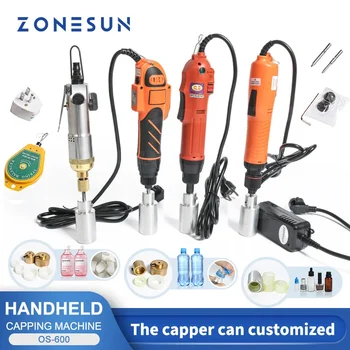 ZONESUN 휴대용 휴대용 전기 병 캡핑 기계, 보안 링 포함, 자동 플라스틱 병 캡핑 도구