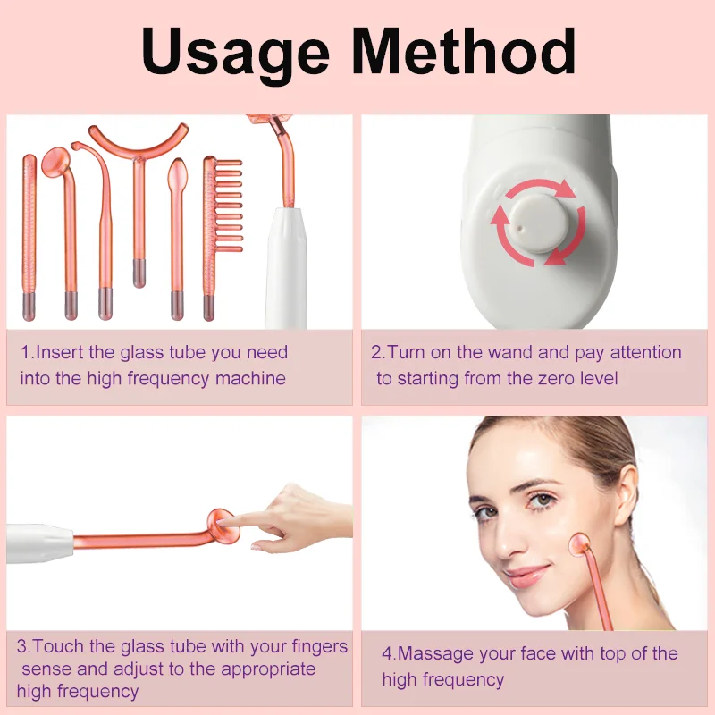 High Frequency Facial Machine Electrotherapy Wand Glass Neon + Argon Wands Remove wrinkles High Frequency Wand(no handle） 5