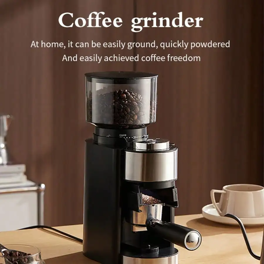 Electric Coffee Grinder with Adjustable Coarseness - Compact Bean Grinder for Espresso/Drip/Cold Brew, Stainless Steel Blades &