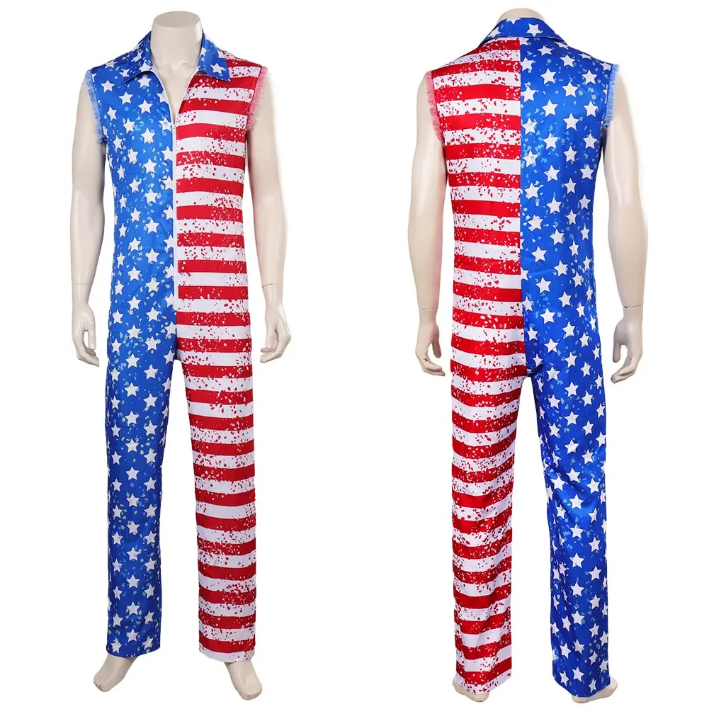 

Boy Stars and Stripes jumpsuit Cosplay Costume Adult Men Male Fashion Fantasia Role Play Outfits Halloween Carnival Party Suit