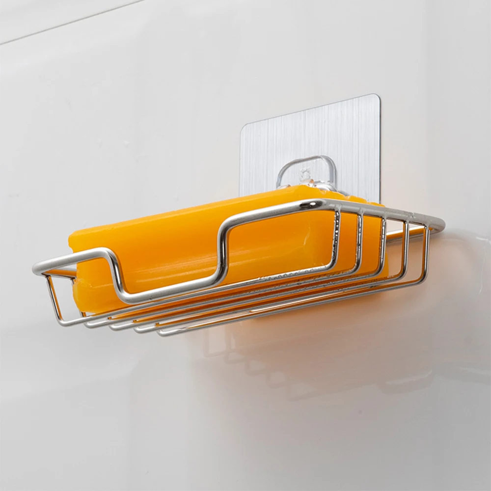 High Quality Soap Rack Wall Mounted Soap Holder Stainless Steel Soap Sponge Dish Bathroom Accessories Soap Dishes Self Adhesive 6