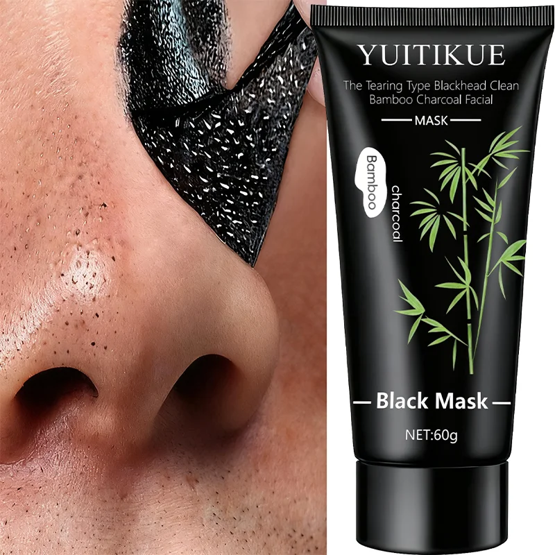 Peel-off blackhead cleansing bamboo charcoal mask, deeply cleanses, purifies, refines pores, suitable for both men and women