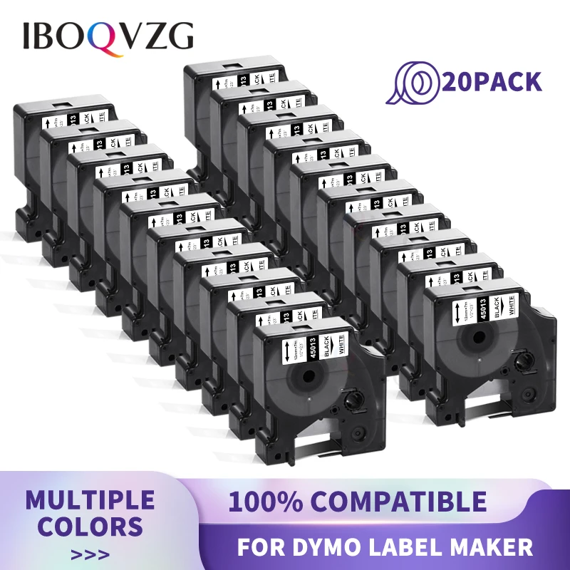 

IBOQVZG 20PK/Lot Tapes 45013 45010 12mm for Dymo D1 Label Printer Ribbon dymo Label Tape White Clear for DYMO D1 label maker
