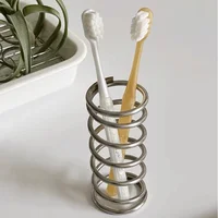 Creative Stainless Steel Metal Toothbrush Holder Rack Bathroom Toothware Toothpaste Makeup Brush Storage Decoration Storage Rack 1