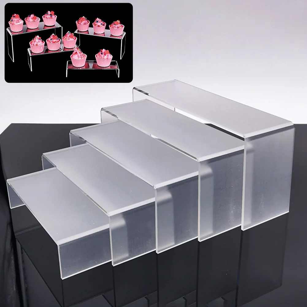 5Pcs/Set Acrylic U Shape Display Stand Jewelry Showcase Storage Rack Transparent Cupcake Desserts Shelf Perfume Display Holder 2