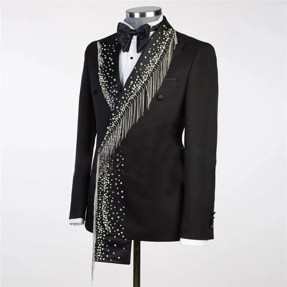 Blazer Suit For Men 2 Piece Outfit Set Suits High Quality Pants Mens Clothing Wedding Tuxedo Jackets Designer Clothes Black