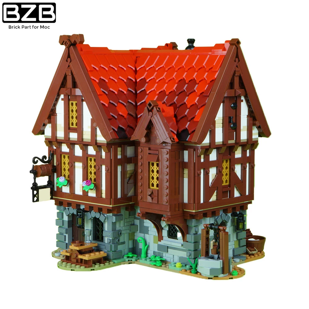 

Medieval Tavern Building Block Model Kit Market Village Modular Architectural Cottage Attic House 21325 Brick Toy Set For Kids
