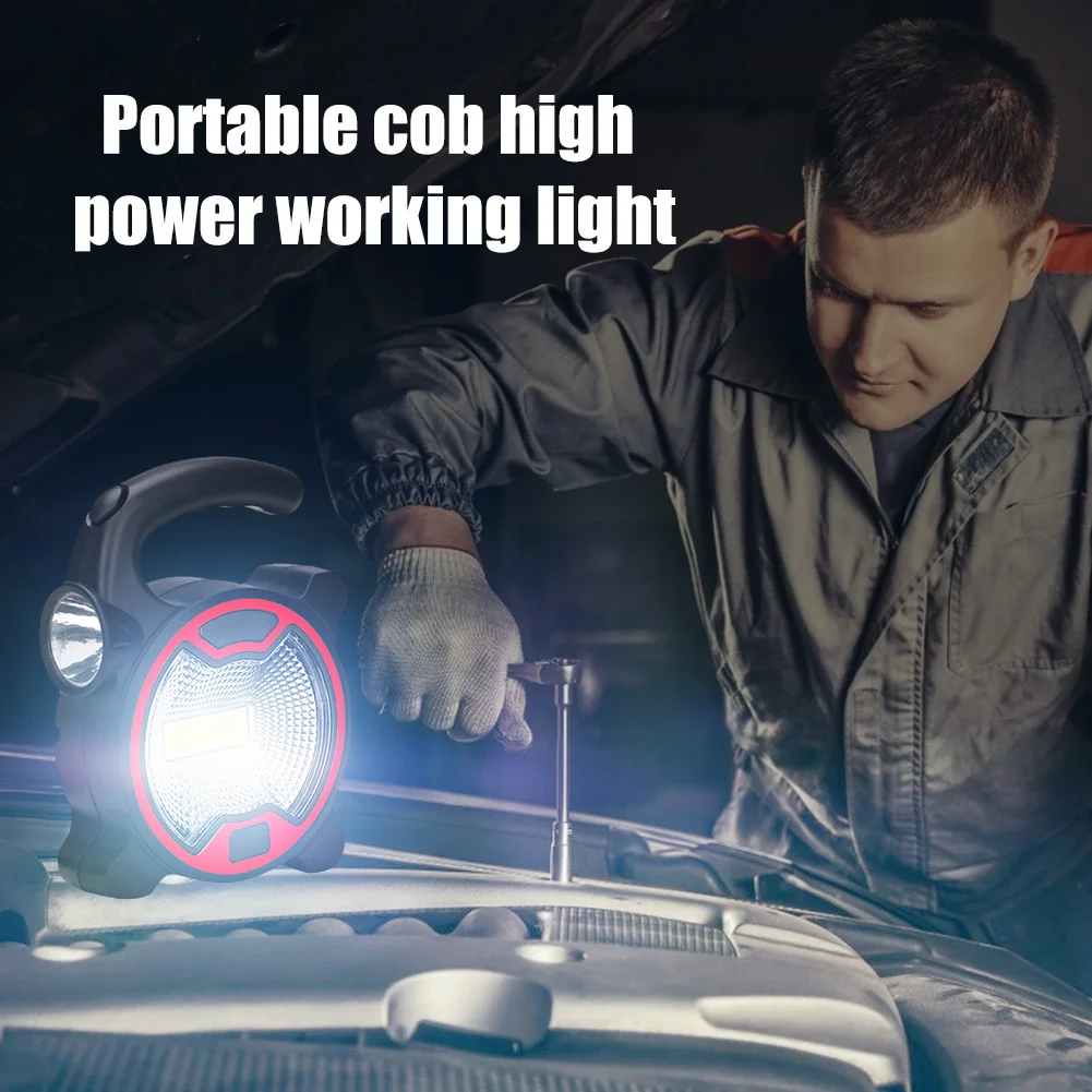 Battery Powered Portable COB LED Work Light Handheld Lantern Flashlight Outdoor Tent Camping Lights with Handle (without Battery) camping light,portable flashlight,portable lanterns,camping lamp,camping lantern