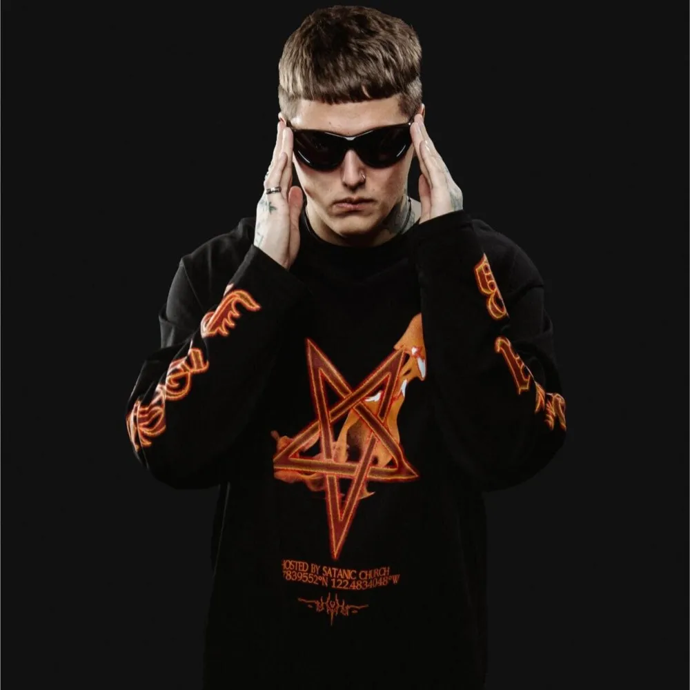 Satanic Hops Harajuku Oversized Streetwear Men's Tshirt Satan Club Graphic Print Hip ...