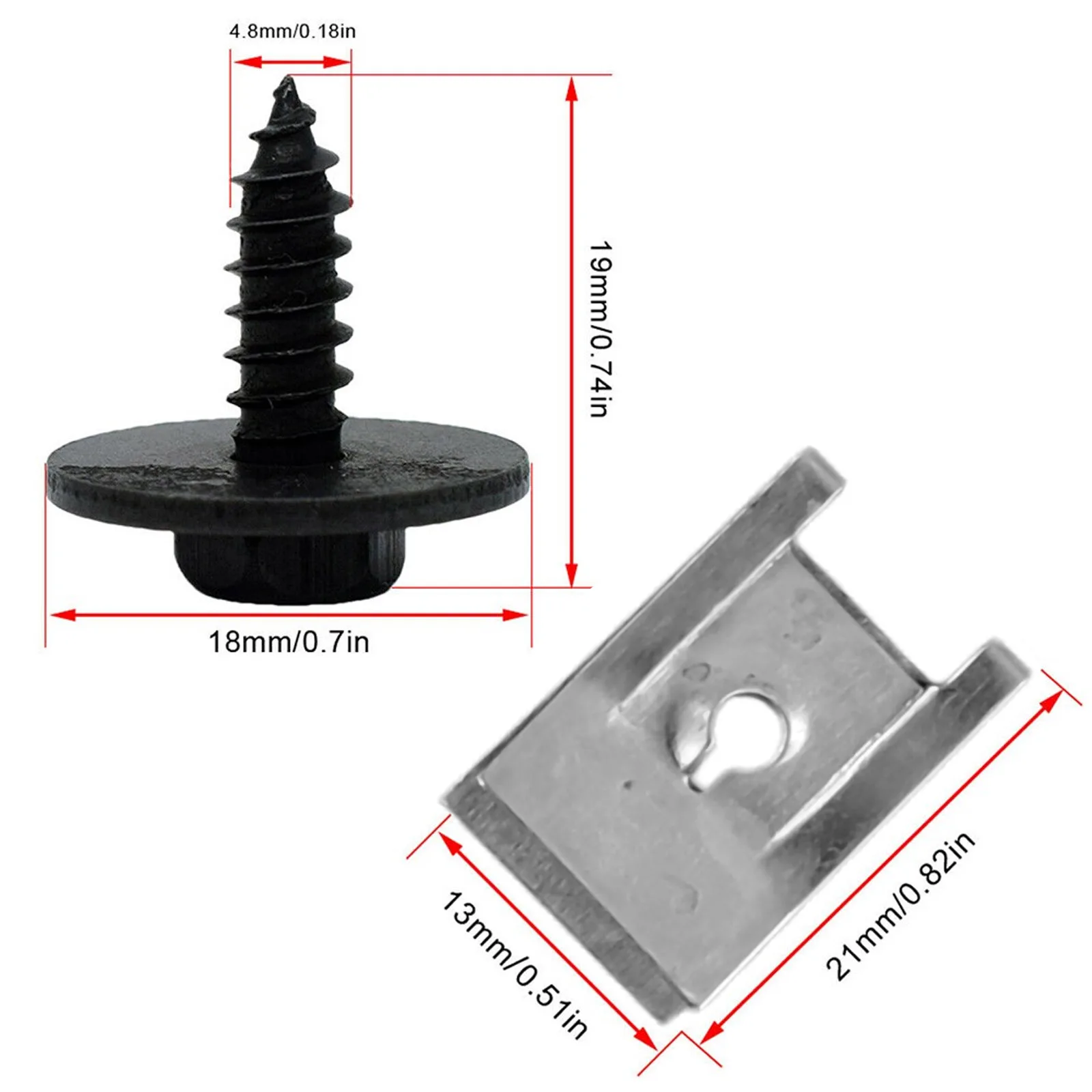 

Fastener Screw Bolt U Nut Car Undertray Splash Guard Durable Exterior Hex Head Metal Accessories Truck Replacement