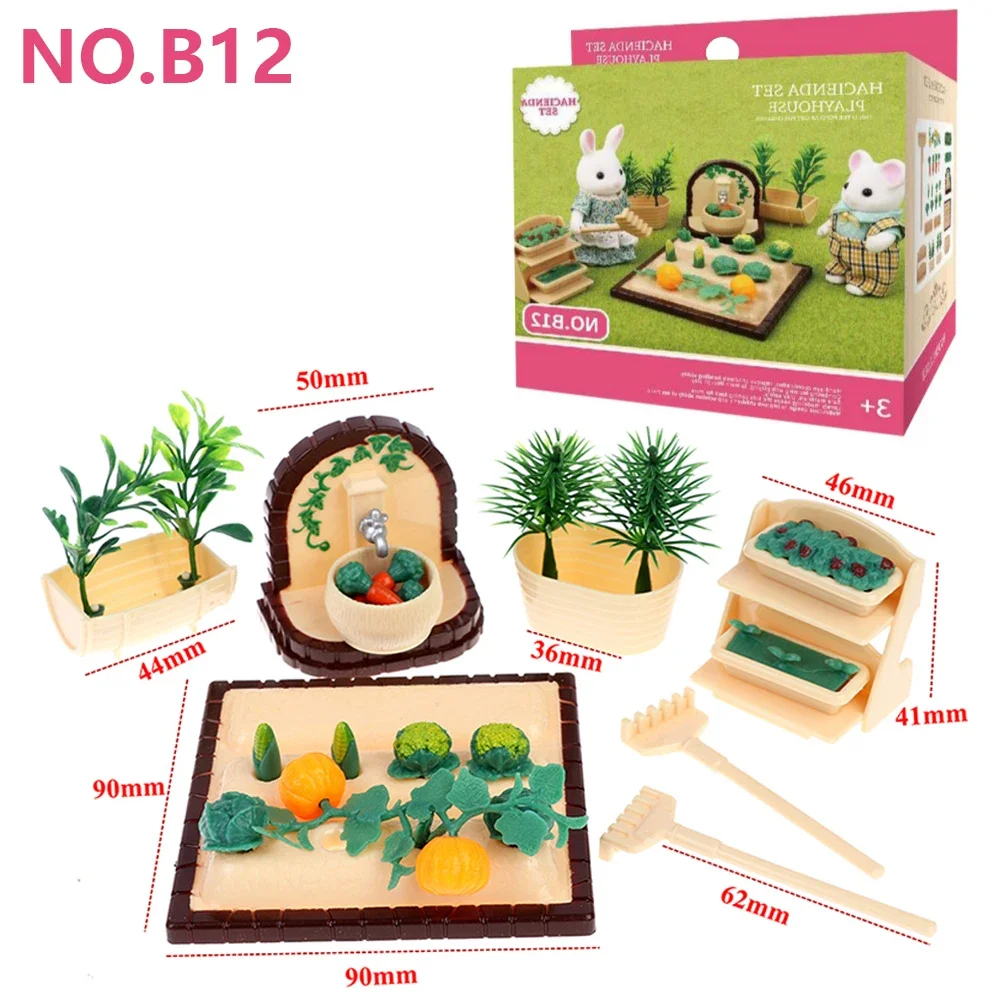 Miniature Dollhouse Furniture Forest Animal Family 1/12 Toys Girl Dolls Accessories Bedroom Bathroom Kit For Dolls