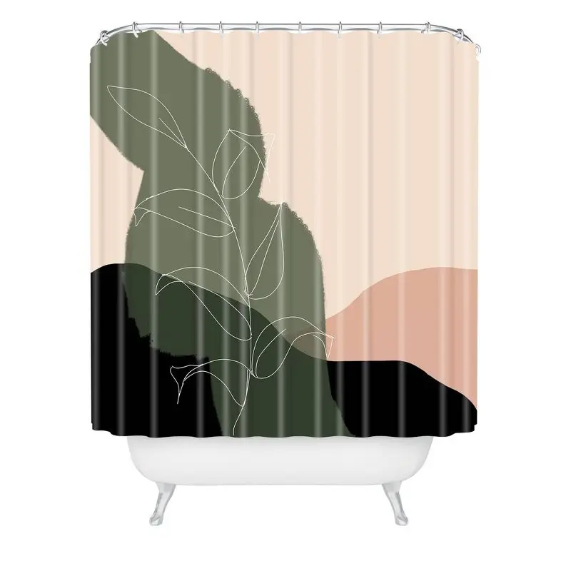 

Boho Print Shower Curtain in Bohemian Beige and Green Patterns