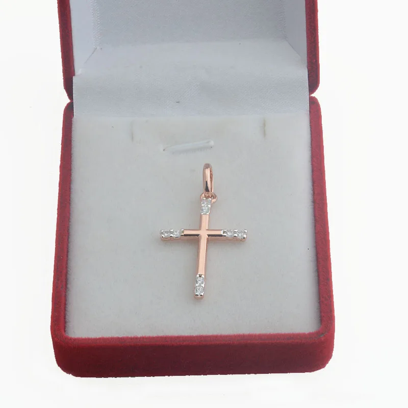 Collier Chaîne Croix Pendentif Laiton émaillé - Rose Pourpre Doré Blanc - 41+5cm