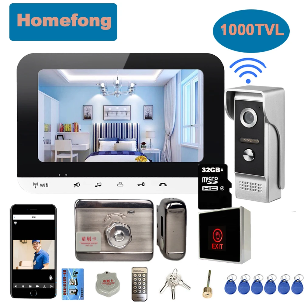 intercom with screen Homefong 7 Inch Wifi Doorbell  Camera Wireless Video Intercom Wireless Home Phone System Electronic Lock Remote Unlock Talk IR video intercom indoor station Door Intercom Systems