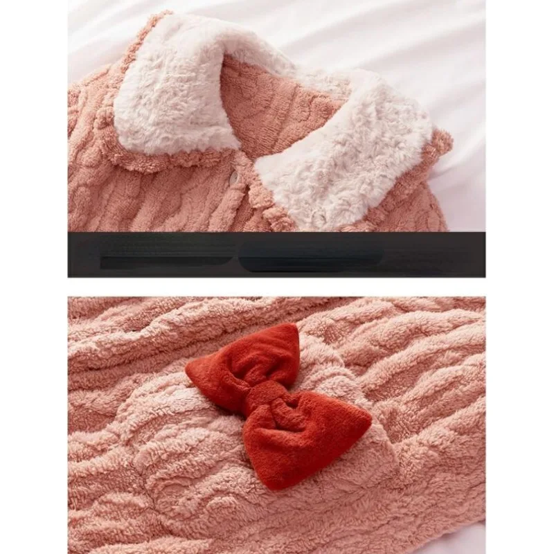 2023 New Pajama Women Winter Coral Velvet Loungewear Three-layer Padded Cotton Velvet Sweet Flannel Homewear Two-piece Suit