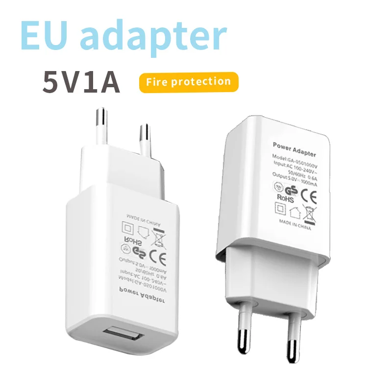 Minőségű Európai Unió Adapter Egyenáram 5V 1A USB felület Életrevaló utazási telefont töltés fejét Állóképes Ruganyos Ágcsernyő Fehérítőszer Európai Hozzákezdés dugasz