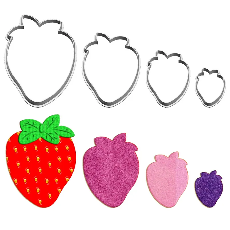Four Specifications Cartoon Vegetables and Fruits, Strawberry, Plastics Mould, Cake Fondant Tool, Cookie Sushi and Fruit Cutters Cookie Cutter Baking Mold Cookie Mould Fondant Cutter