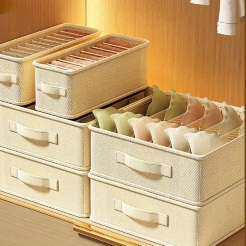 Home Furnishing underpants socks Storage and organizing box grid fabric art Storage drawer style Underwear storage box 2