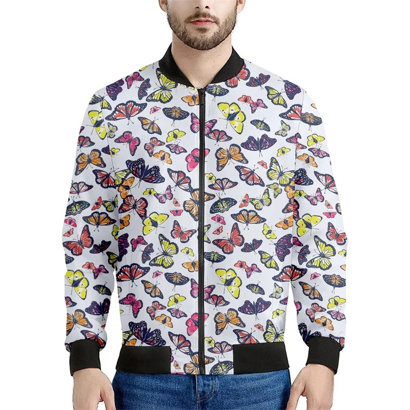 thumbnail image 1 of Chaqueta con estampado 3D de mariposas e insectos para hombre, ropa holgada, sudadera, chaqueta bomber informal con cremallera, tops de calle, 1 of 5