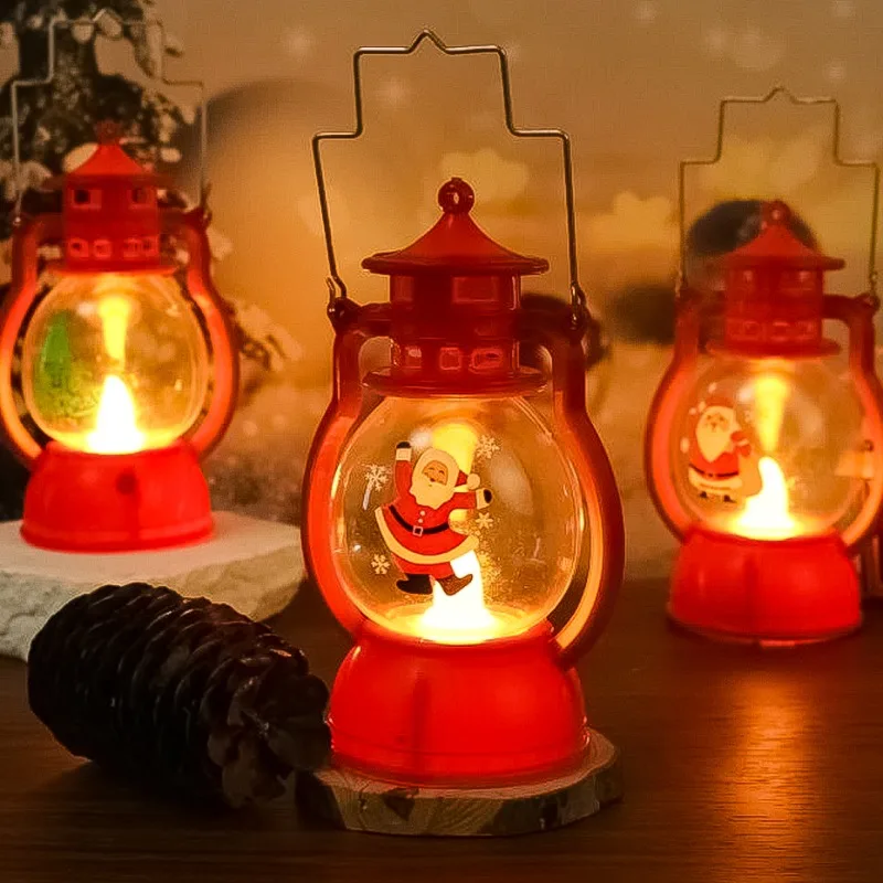 Christmas Night Light Portable LED Lantern Lamp with Battery Ornaments