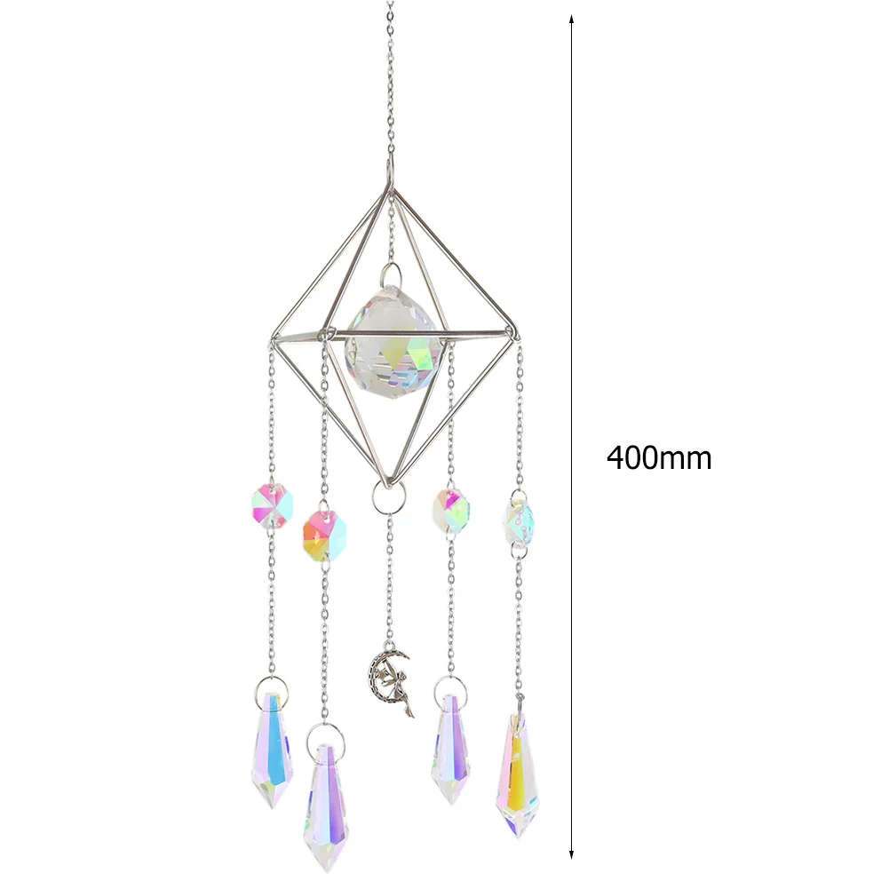 Crystal Sun Catcher Windchimes Metal Rainbow Prism Window Crystal Light Catcher Hanging Glass Prisms Garden Decoration Outdoor sun catcher sun catchers window ornament