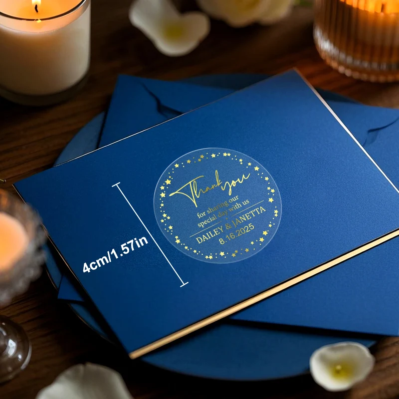 맞춤형 투명 금박 스티커 - 선물 포장, 이벤트 기념품, 노트북 데칼 및 홈 데코레이션용 내구성 있는 방수 라벨