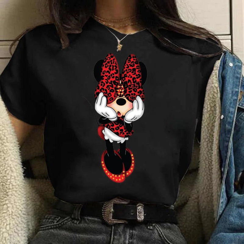 Donne Funny Mouse Kawaii Disney Cartoon Minnie Mouse Print T Shirt Graphic Tees Anni '90 Ladies Tops Anime Harajuku T-Shirt Femminile