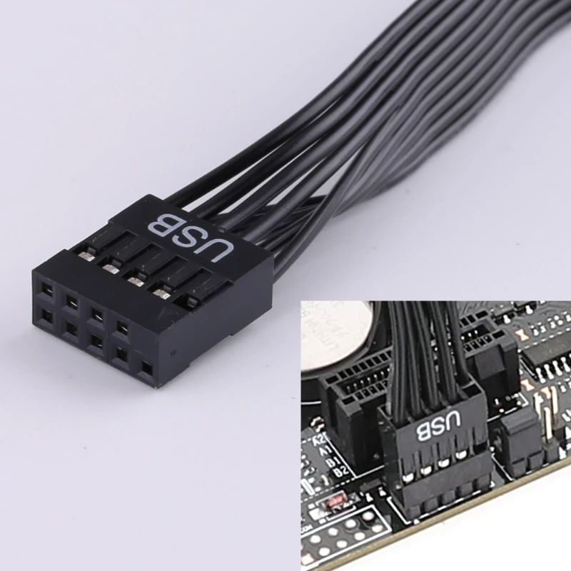 

Y1UB Удлинительный кабель для материнской платы компьютера USB 2.0 9-контактный преобразователь «папа-мама»