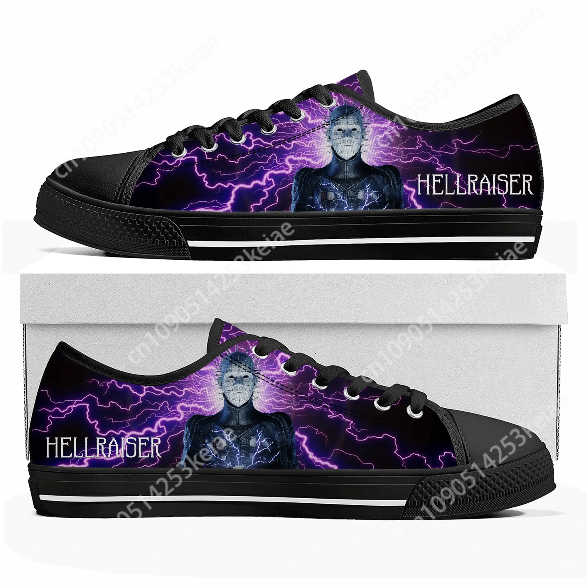 Hellraiser Movie Pinhead Horror Halloween Low Top Sneakers Mens Womens Teenager Canvas Sneaker Quality Couple Shoes Custom Shoe 3